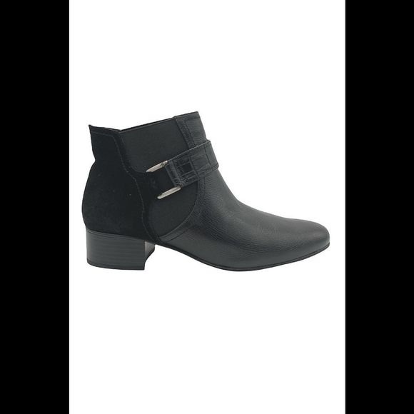 LOGO by Lori Goldstein Ankle Boots with Buckle Detail Black - Medium - Picture 1 of 5